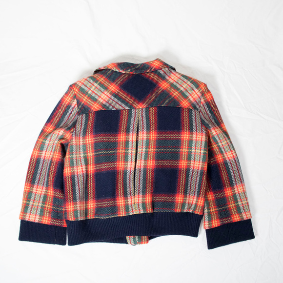 Orange, blue, green plaid wool L.A.M.B. jacket - Picture 5 of 7